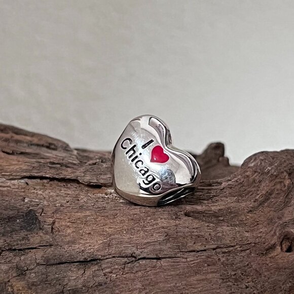 Pandora Jewelry - Pandora I Love Chicago Heart Charm S925 ALE Bead Charm Silver Jewelry